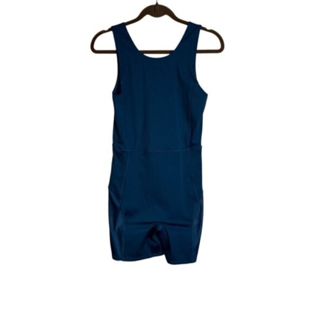 💐Fabletics Women’s Teal Blue Sleeveless Athletic Romper Small Short Onesis Loung